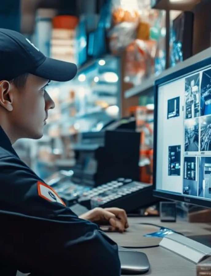 Operator reviewing live camera feeds